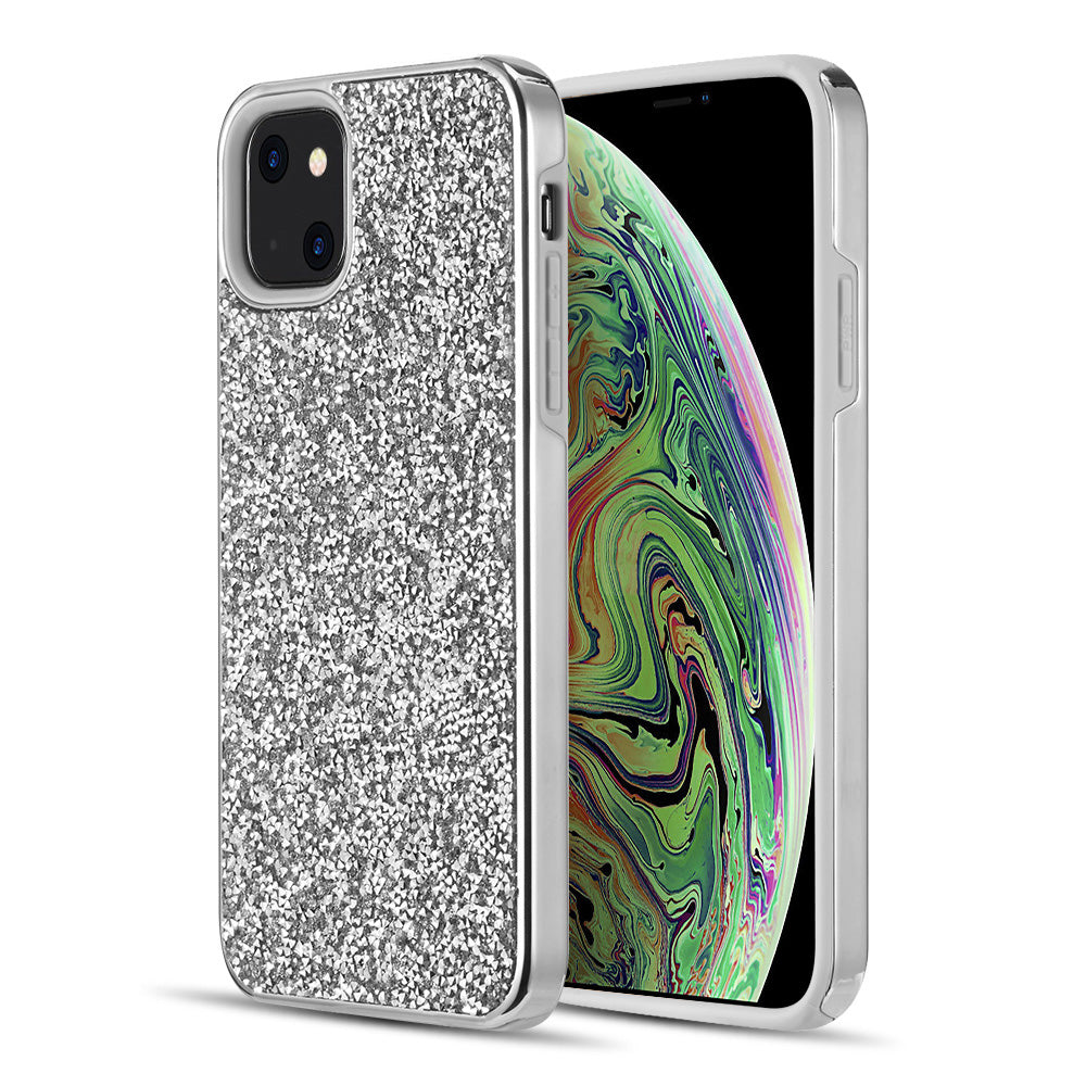 Case For iPhone 15 (6.1") Diamond Platinum Collection Hybrid Bumper With Electroplated Frame - Silver
