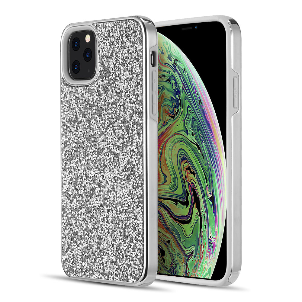 Case For iPhone 15 Pro (6.1") Diamond Platinum Collection Hybrid Bumper With Electroplated Frame - Silver
