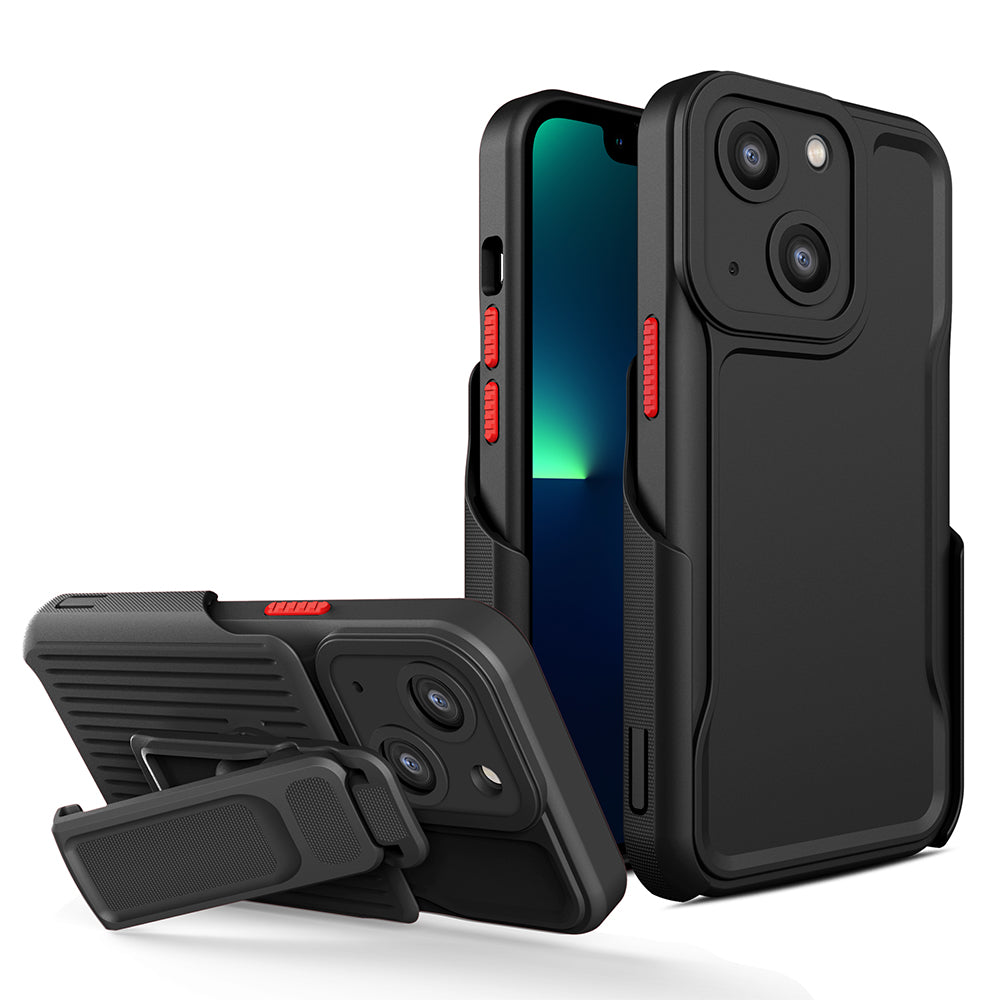 Case For iPhone 15 (6.1") Explore Max Series Premium Holster Combo With Secure Clip-On Holster & Camera Opening - Black