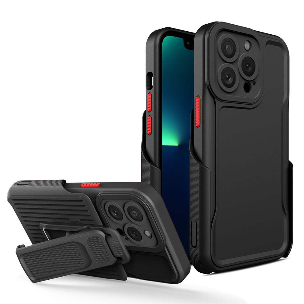 Case For iPhone 15 Pro Max (6.7") Explore Max Series Premium Holster Combo With Secure Clip-On Holster & Camera Opening - Black