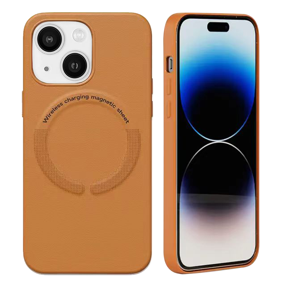 Case For iPhone 15 (6.1") Simplemade 2.0 Premium Lux Leather Protective Anti-Scratch And Compatible with Magsafe With Soft Microfiber Lining And Metal Buttons - Chestnut Brown