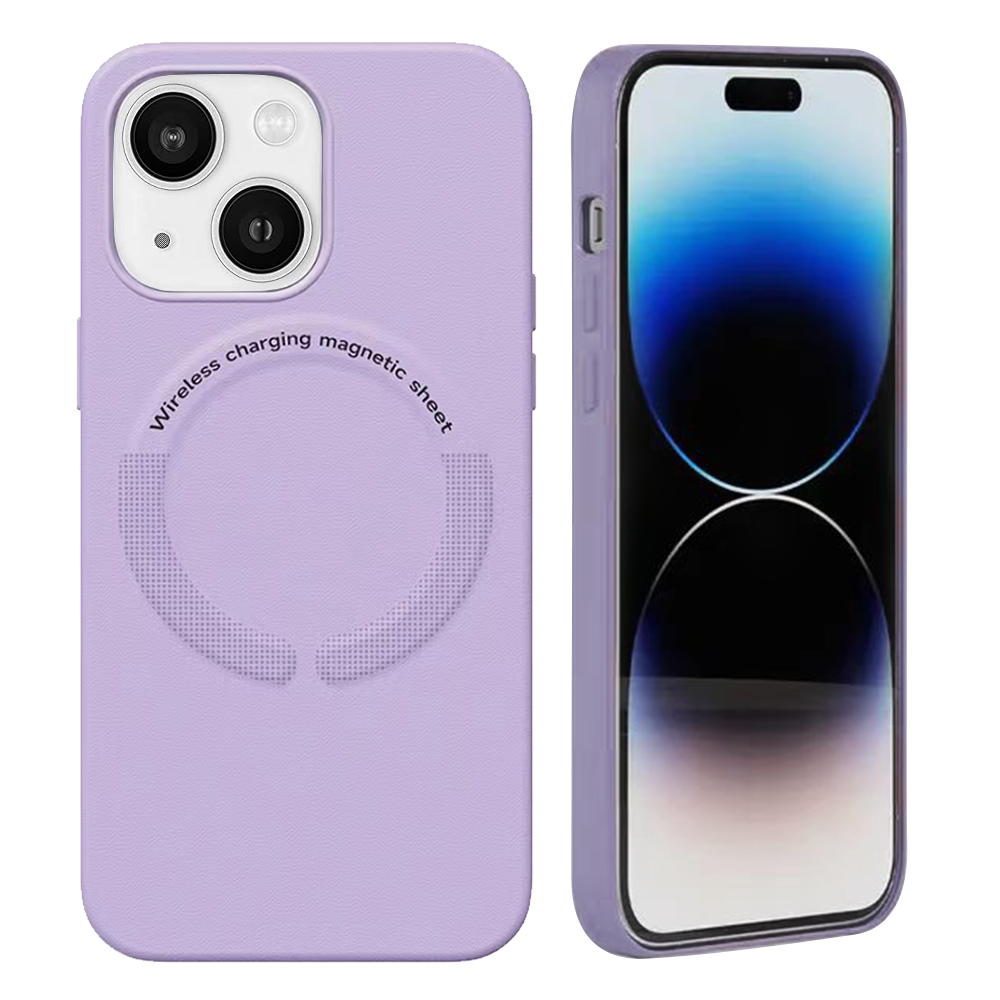 Case For iPhone 15 (6.1") Simplemade 2.0 Premium Lux Leather Protective Anti-Scratch And Compatible with Magsafe With Soft Microfiber Lining And Metal Buttons - Lavender Mist