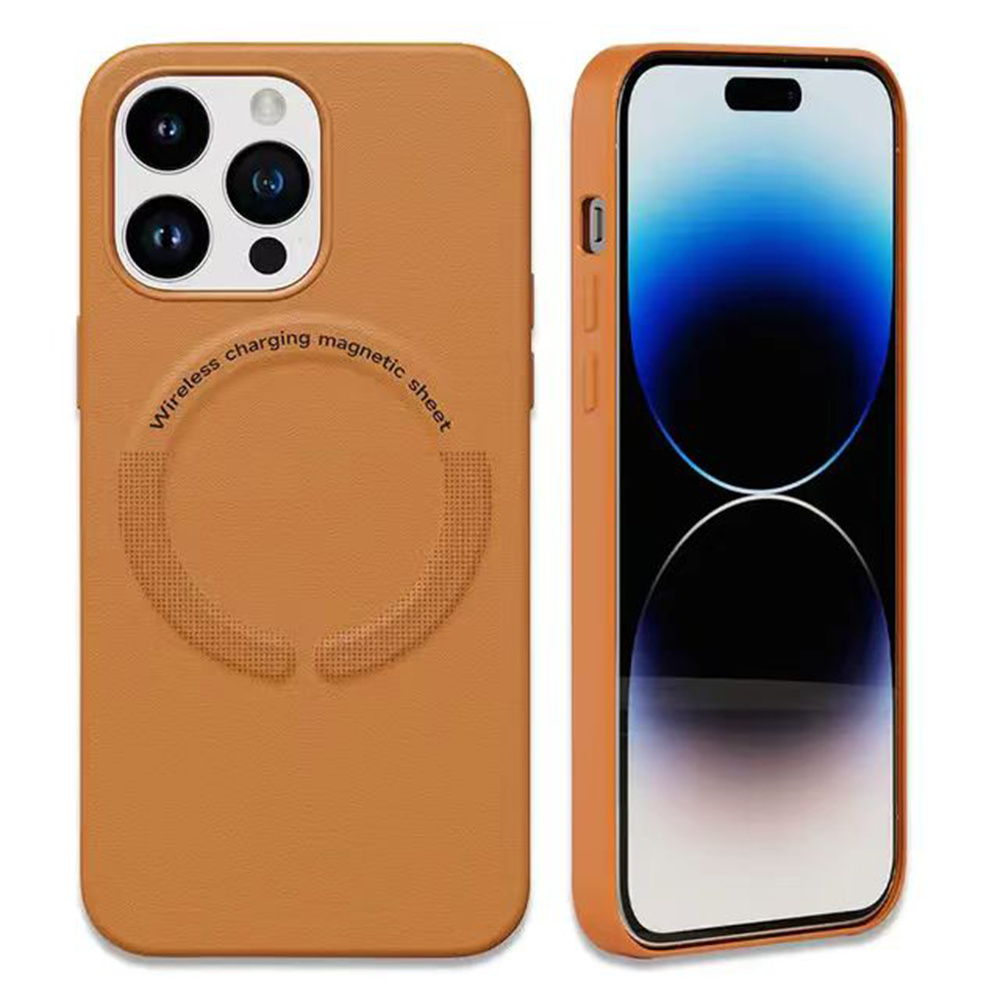Case For iPhone 15 Pro (6.1") Simplemade 2.0 Premium Lux Leather Protective Anti-Scratch And Compatible with Magsafe With Soft Microfiber Lining And Metal Buttons - Chestnut Brown