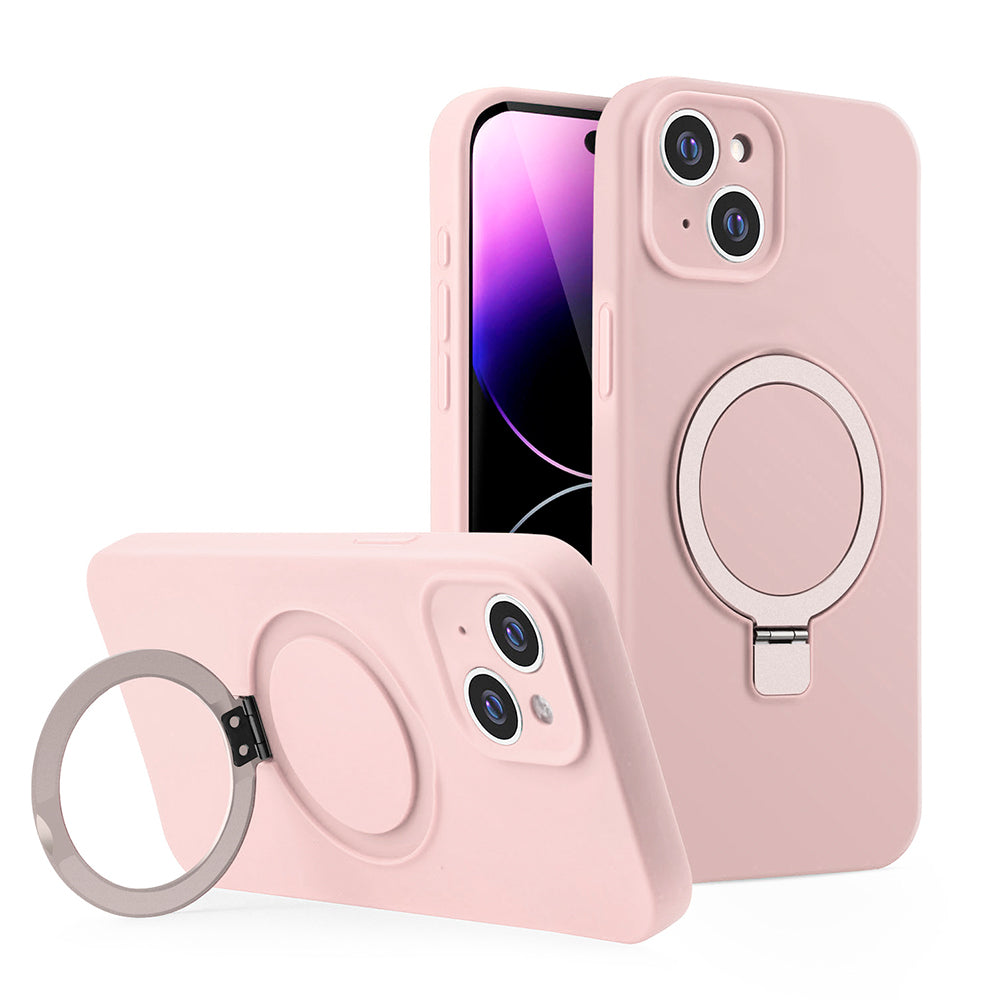Case For iPhone 15 Premium Simplemade 2.0 - Cherry Blossom Pink, Compatible with Magsafe, Liquid Air Soft Silicone, Magnetic Kickstand, Full Camera Protection