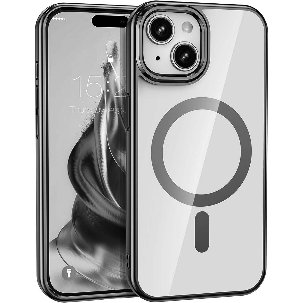 Case For iPhone 15 (6.1") Reflection Compatible with Magsafe Series Ultra Clear Protective With Compatible with Magsafe Charging And Raised Camera Protection - Ink Clear