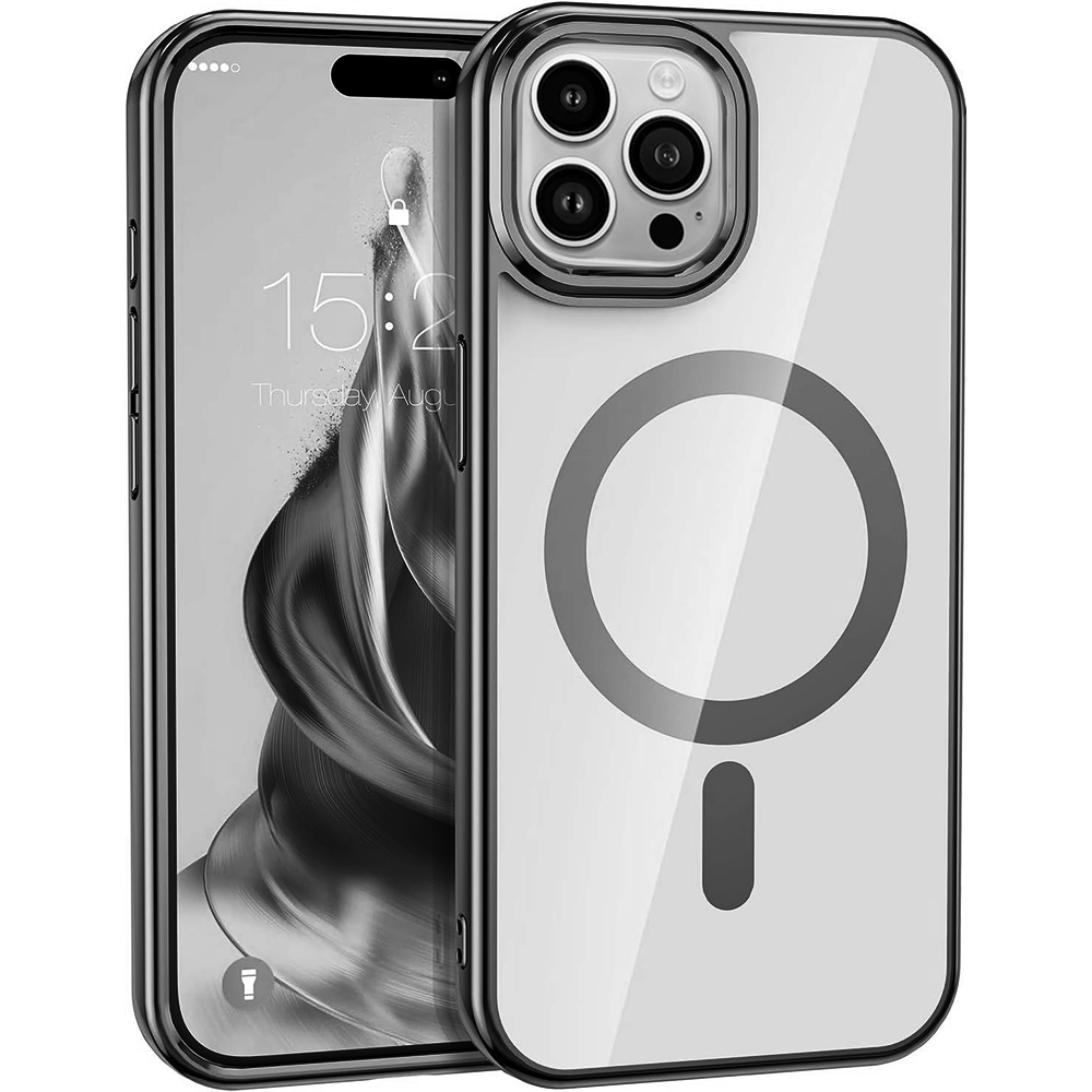 Case For iPhone 15 Pro Max (6.7") Reflection Compatible with Magsafe Series Ultra Clear Protective With Compatible with Magsafe Charging And Raised Camera Protection - Ink Clear
