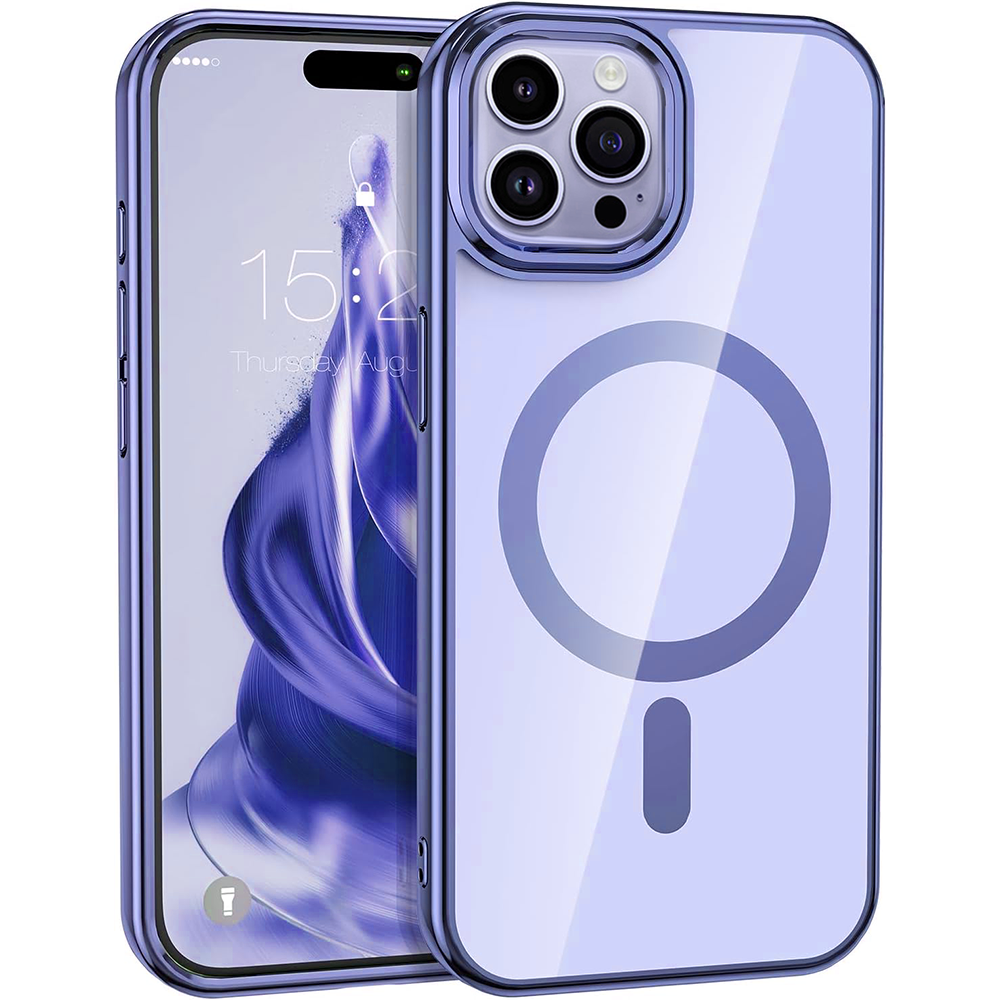 Case For iPhone 15 Pro Max (6.7") Reflection Compatible with Magsafe Series Ultra Clear Protective With Compatible with Magsafe Charging And Raised Camera Protection - Blue Clear