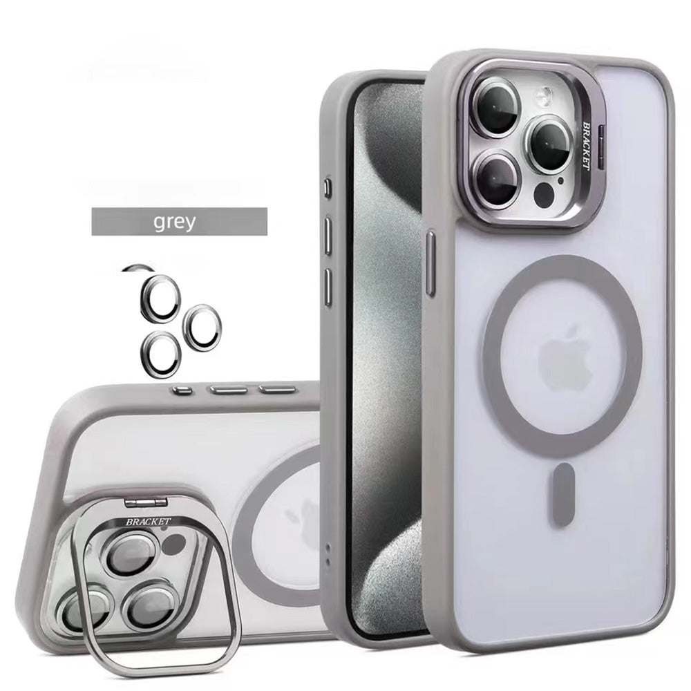 Case For iPhone 15 Pro Max The Compass Series Full Set - Titanium Grey, Compatible with Magsafe, Clear Protective, Raised Camera Kickstand, Retail Packaging