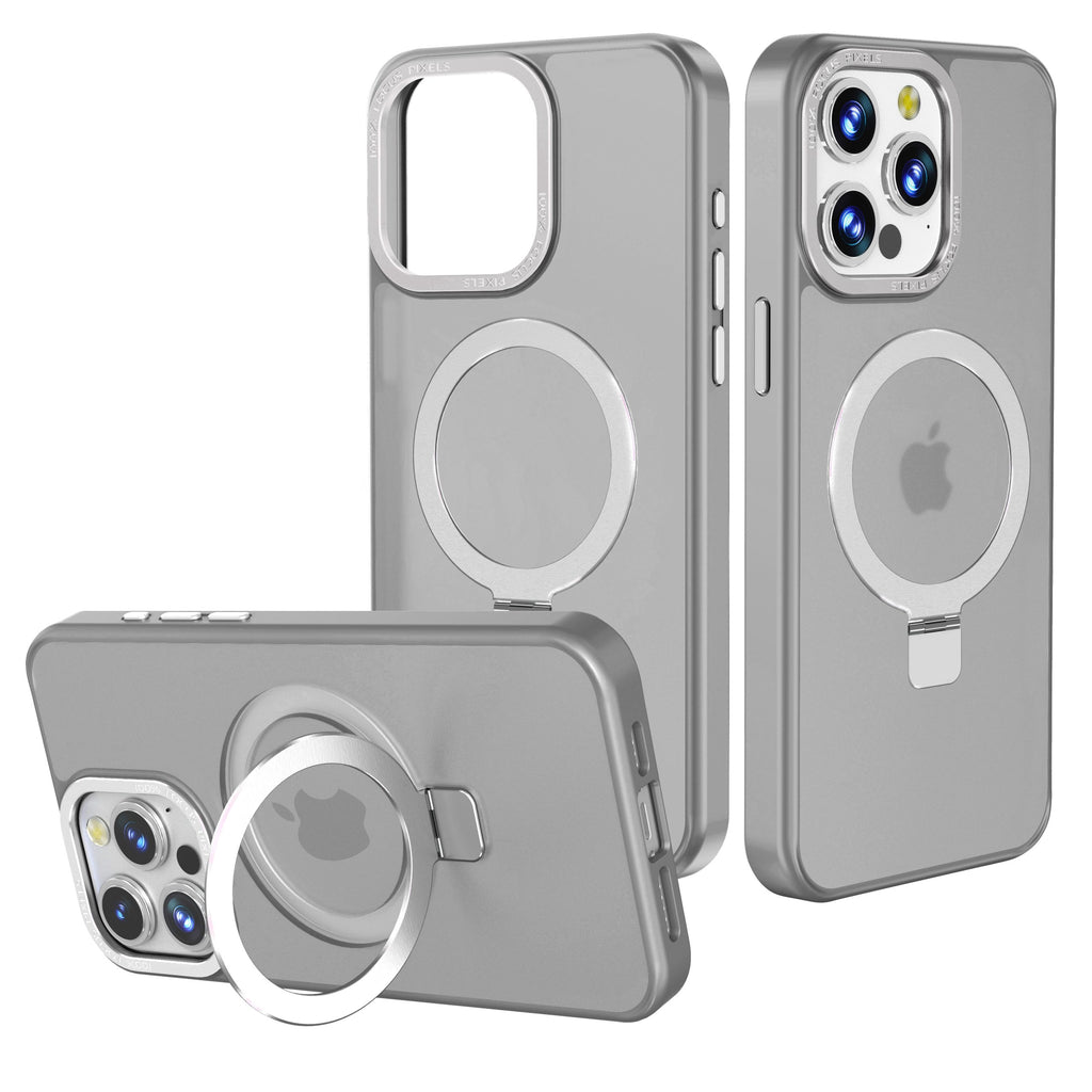Case For iPhone 15 Pro (6.1") Orbit Frosted Compatible with Magsafe Collection 2.0 Matte Protective With Magnetic Kickstand And Raised Camera Protection - Frosted Titanium Grey
