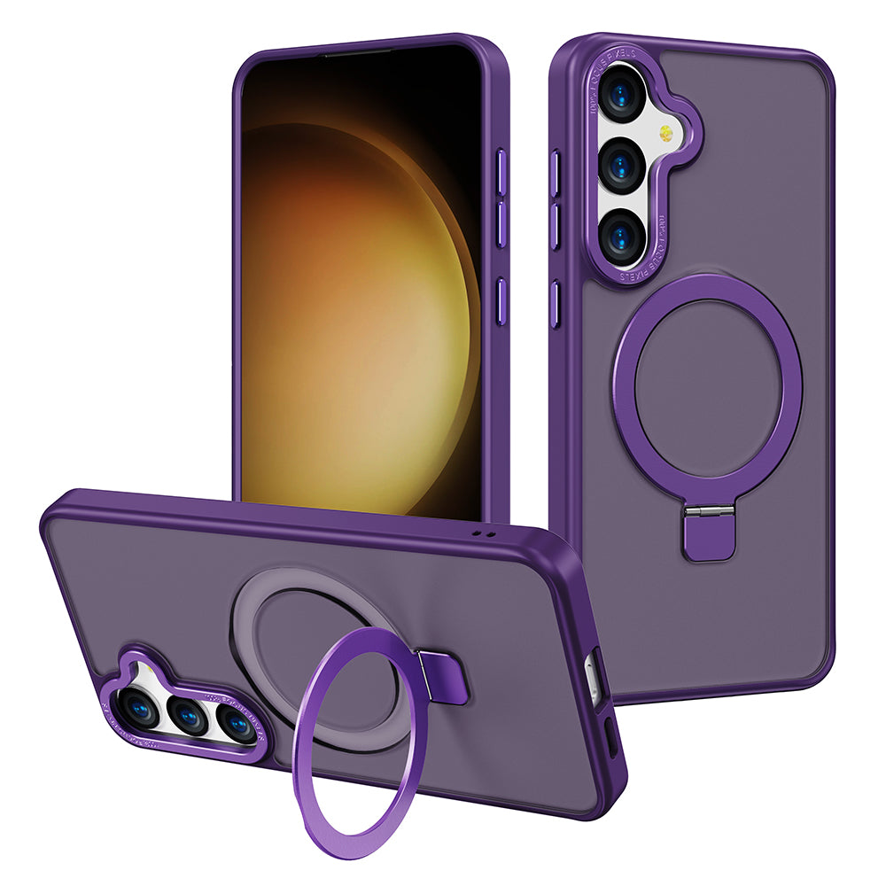 Case For Samsung Galaxy S24 Orbit Frosted Compatible with Magsafe Collection 2.0 Matte Protective With Magnetic Kickstand And Raised Camera Protection - Frosted Matte Purple