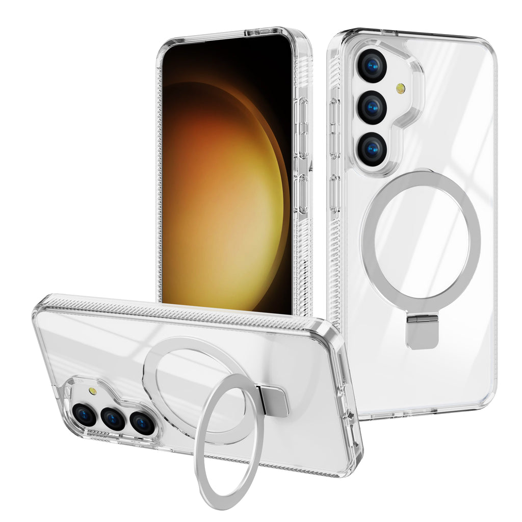 Case For Samsung Galaxy S24+ Plus Orbit Ultra Clear Compatible with Magsafe Collection Protective With Magnetic Kickstand And Raised Camera Protection - Clear