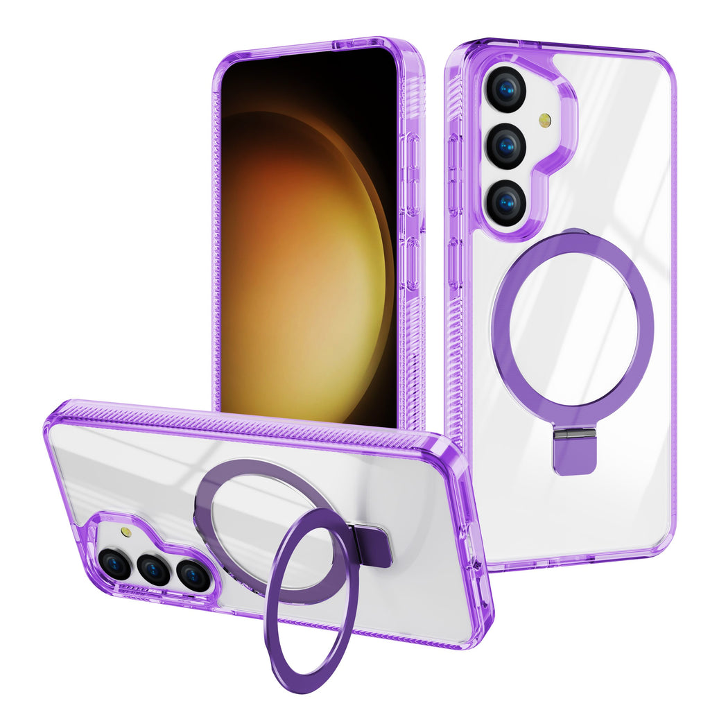 Case For Samsung Galaxy S24 Orbit Ultra Clear Compatible with Magsafe Collection Protective With Magnetic Kickstand And Raised Camera Protection - Purple