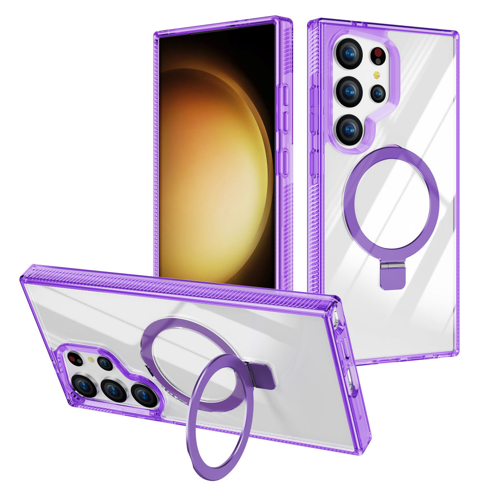 Case For Samsung Galaxy S24 Ultra Orbit Ultra Clear Compatible with Magsafe Collection Protective With Magnetic Kickstand And Raised Camera Protection - Purple