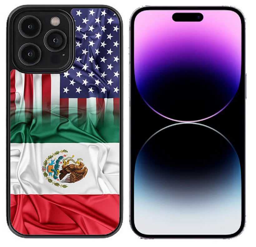 Case For iPhone 14 Plus (6.7") High Resolution Custom Design Print - Mexican American Flag