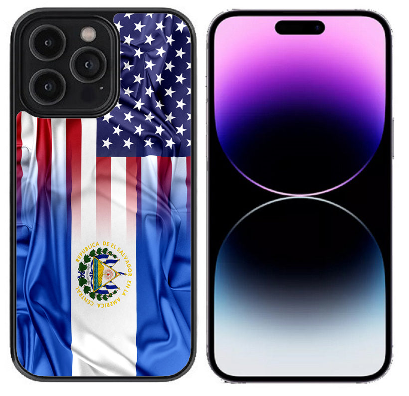 Case For iPhone 15 (6.1") High Resolution Custom Design Print - American El Salvador Flag