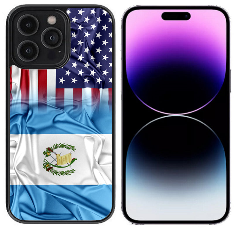Case For iPhone 14 Plus (6.7"), iPhone 15 Plus (6.7") High Resolution Custom Design Print - American Guatemala Flag