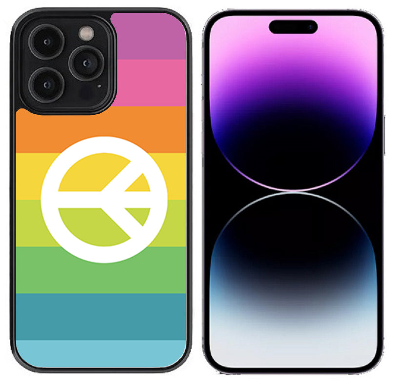 Case For iPhone 15 Pro (6.1") High Resolution Custom Design Print - Rainbow Peace