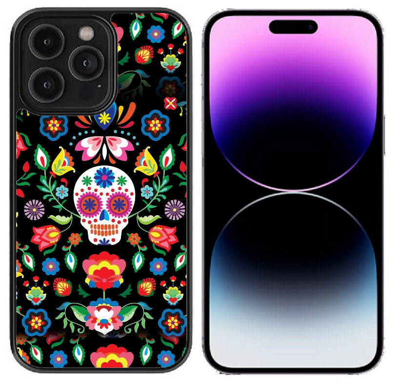 Case For iPhone 15 Pro (6.1") High Resolution Custom Design Print - Colorful Skull