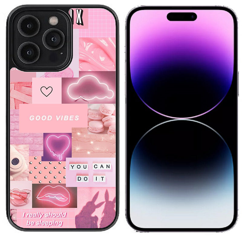 Case For iPhone 14 Pro (6.1") High Resolution Custom Design Print - Pink Vibes