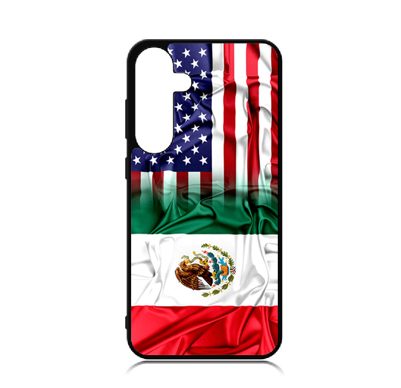 Case For Galaxy S24 High Resolution Custom Design Print - Mexican American Flag