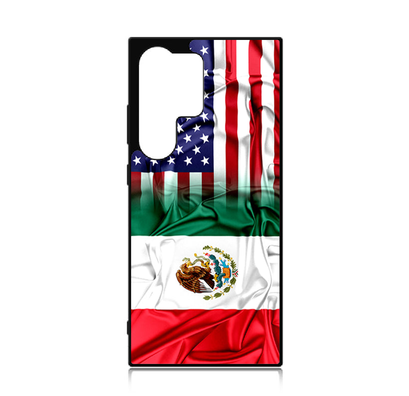 Case For Galaxy S24 Ultra High Resolution Custom Design Print - Mexican American Flag