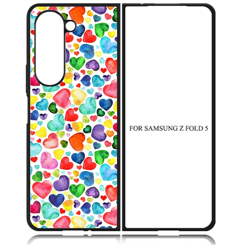 Case For Galaxy Z Fold5 5G High Resolution Custom Design Print - Colorful Hearts