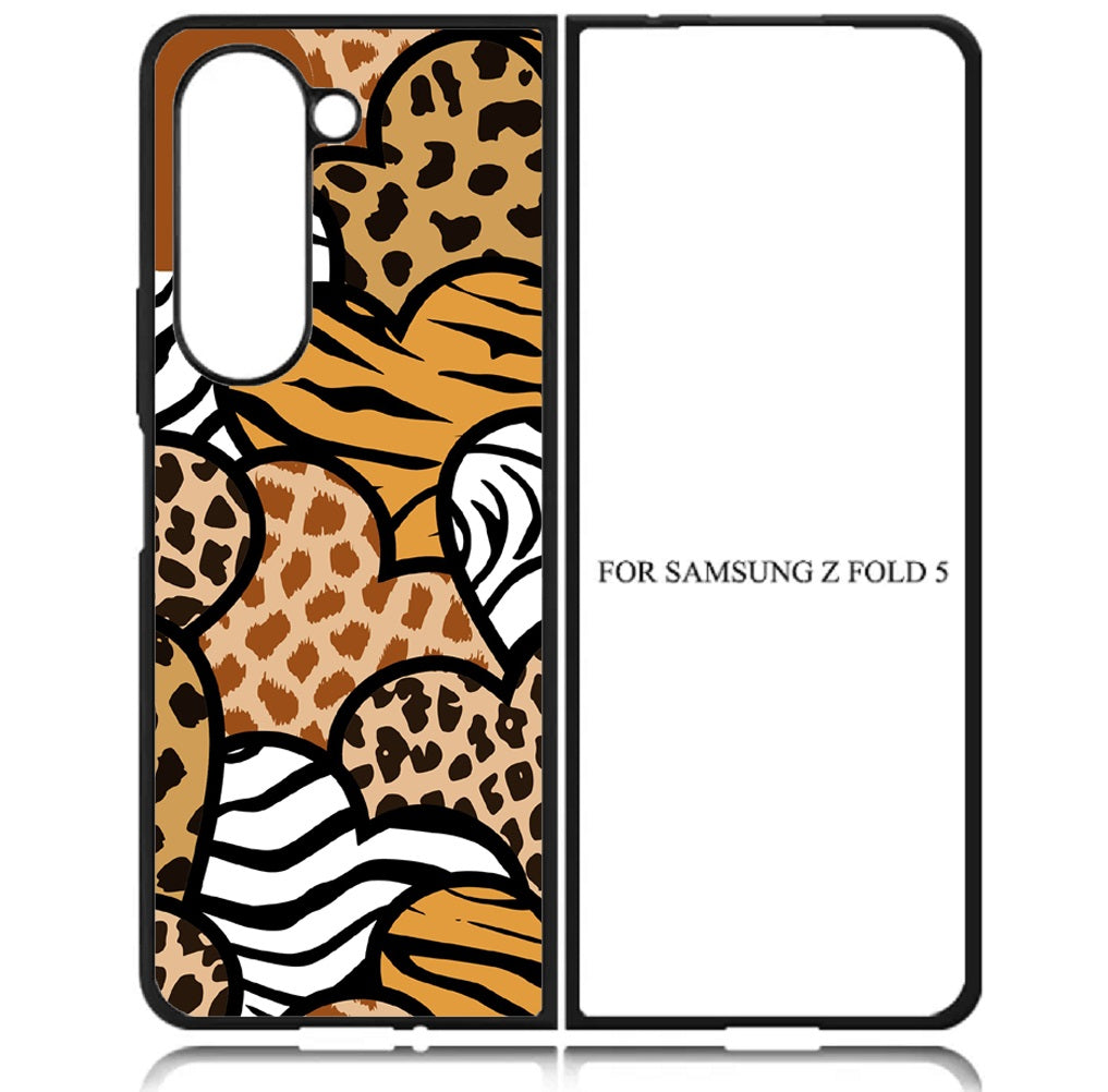 Case For Galaxy Z Fold5 5G High Resolution Custom Design Print - Leopard Heart