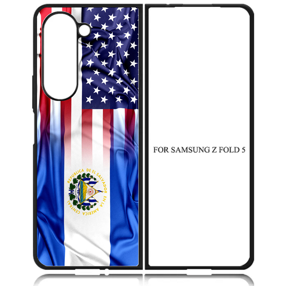 Case For Galaxy Z Fold5 5G High Resolution Custom Design Print - American El Salvador Flag