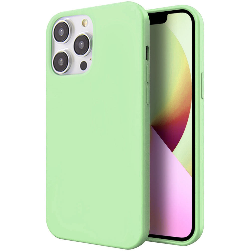 Apple iPhone 14 Pro Case Slim Silicone Back Cover with Microfiber Lining - Mint
