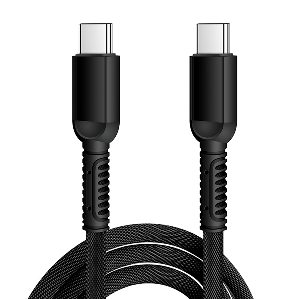 Universal 30W USB Type-C 6 Feet Durable Nylon Fast Charging Cable Compatible for Smartphone / Tablet / Laptop - Black