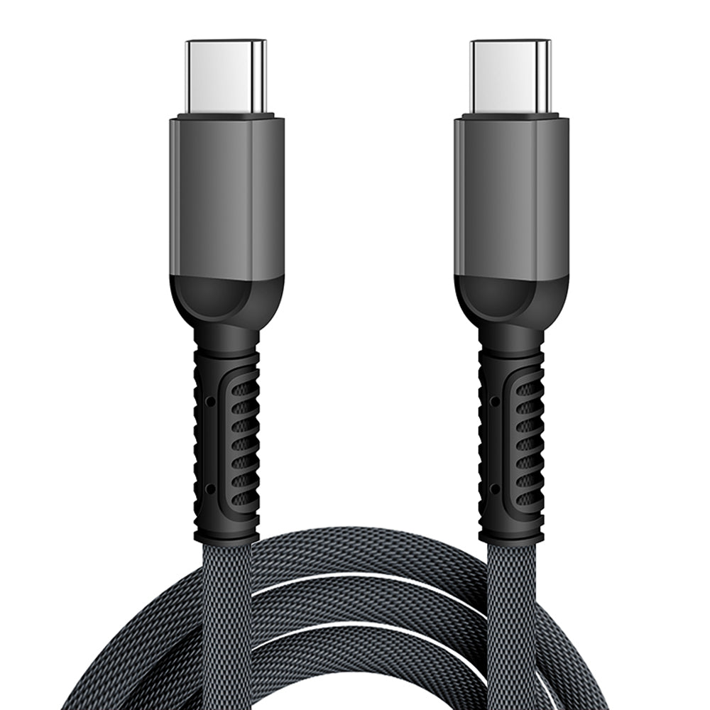 Universal 30W Type-C 2 Meter Durable Nylon Fast Charging Cable Compatible for Laptop / Tablet / Phone - Grey
