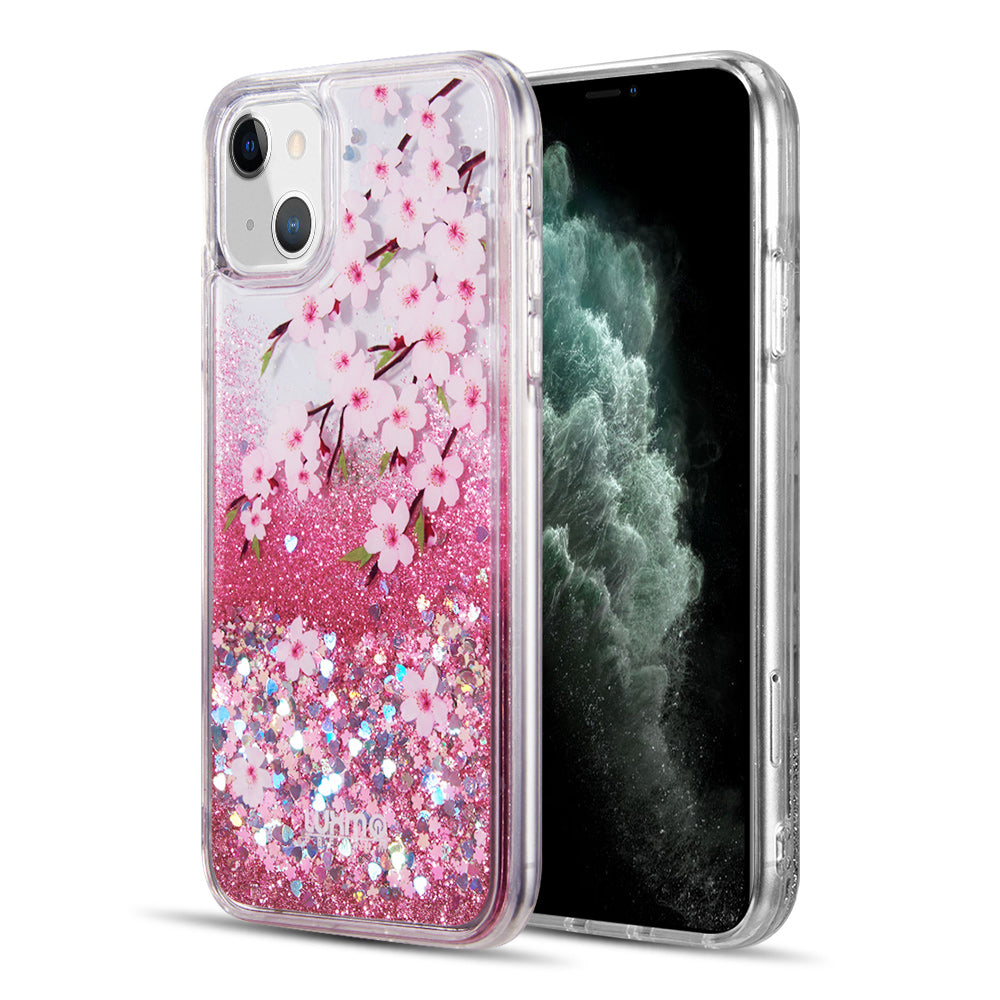 Case for Apple iPhone 14 Plus (6.7") Luxmo Waterfall Fusion Liquid Sparkling Flowing Sand - Sakura