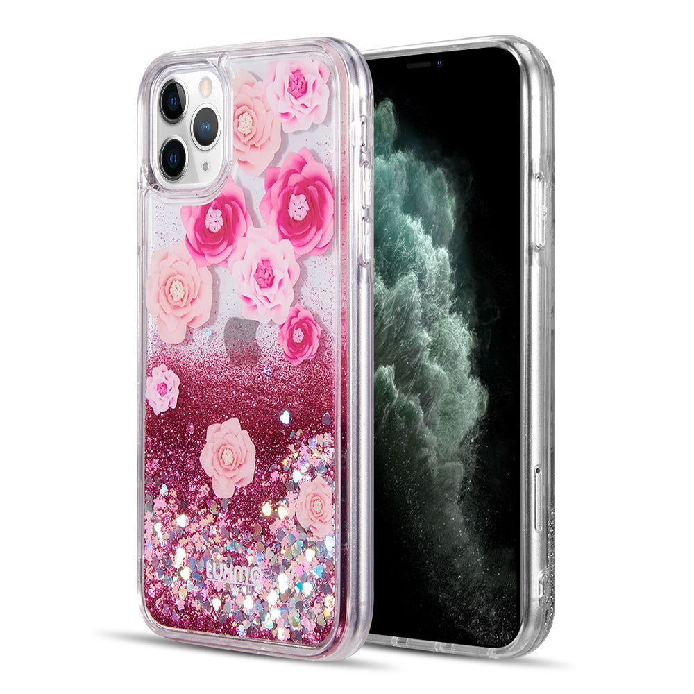 Case for Apple iPhone 14 Pro (6.1") Luxmo Waterfall Fusion Liquid Sparkling Flowing Sand - Les Pivoines
