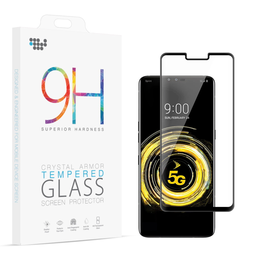 LG V50 ThinQ (Sprint Verizon) 3D Curved Edgeless Tempered Glass Screen Protector - Black