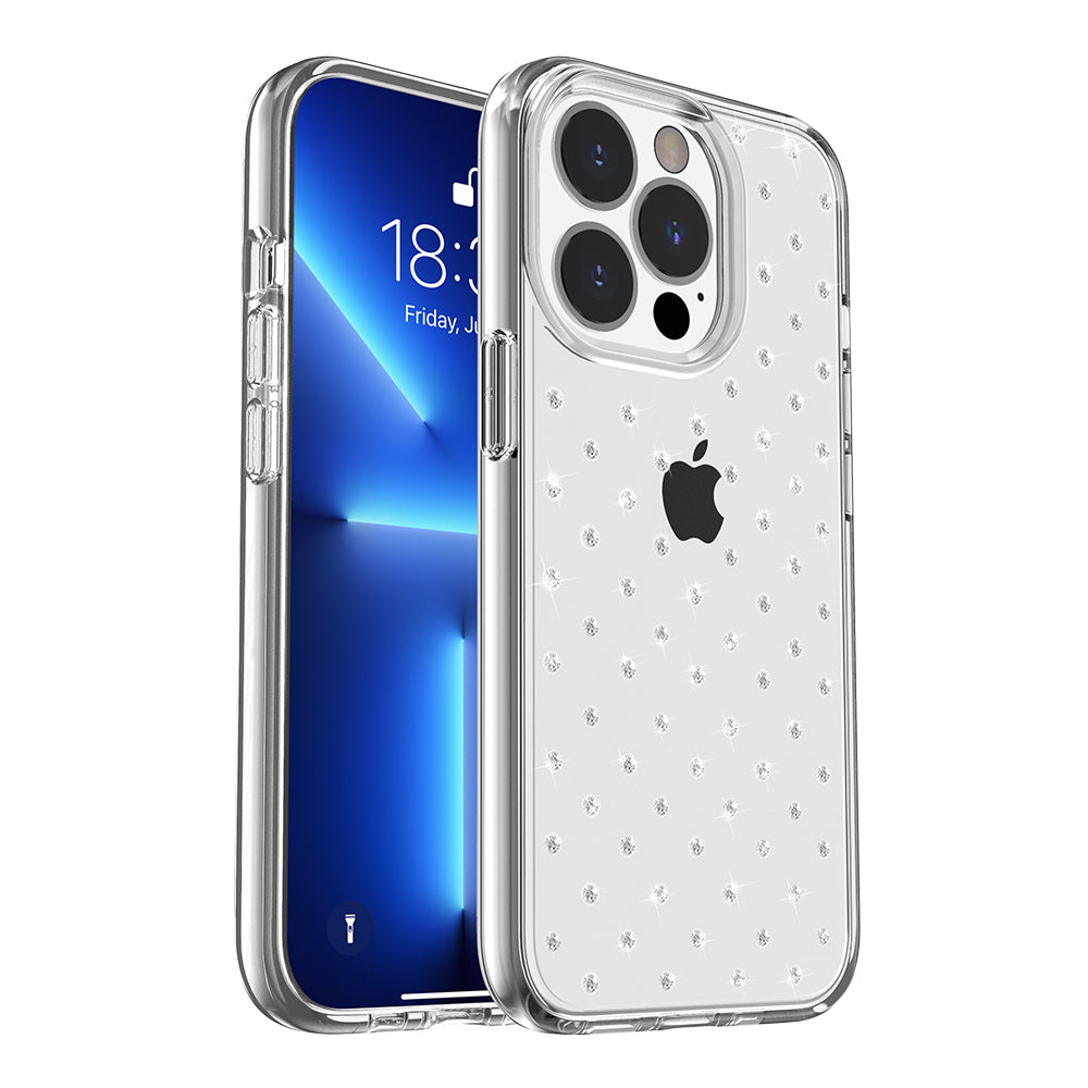 Case for Apple iPhone 15 Pro Max (6.7") Clarity Diamond Collection Thick Clear Protective with High Quality TPU and Embedded Spot Swarovski Diamond - Clear