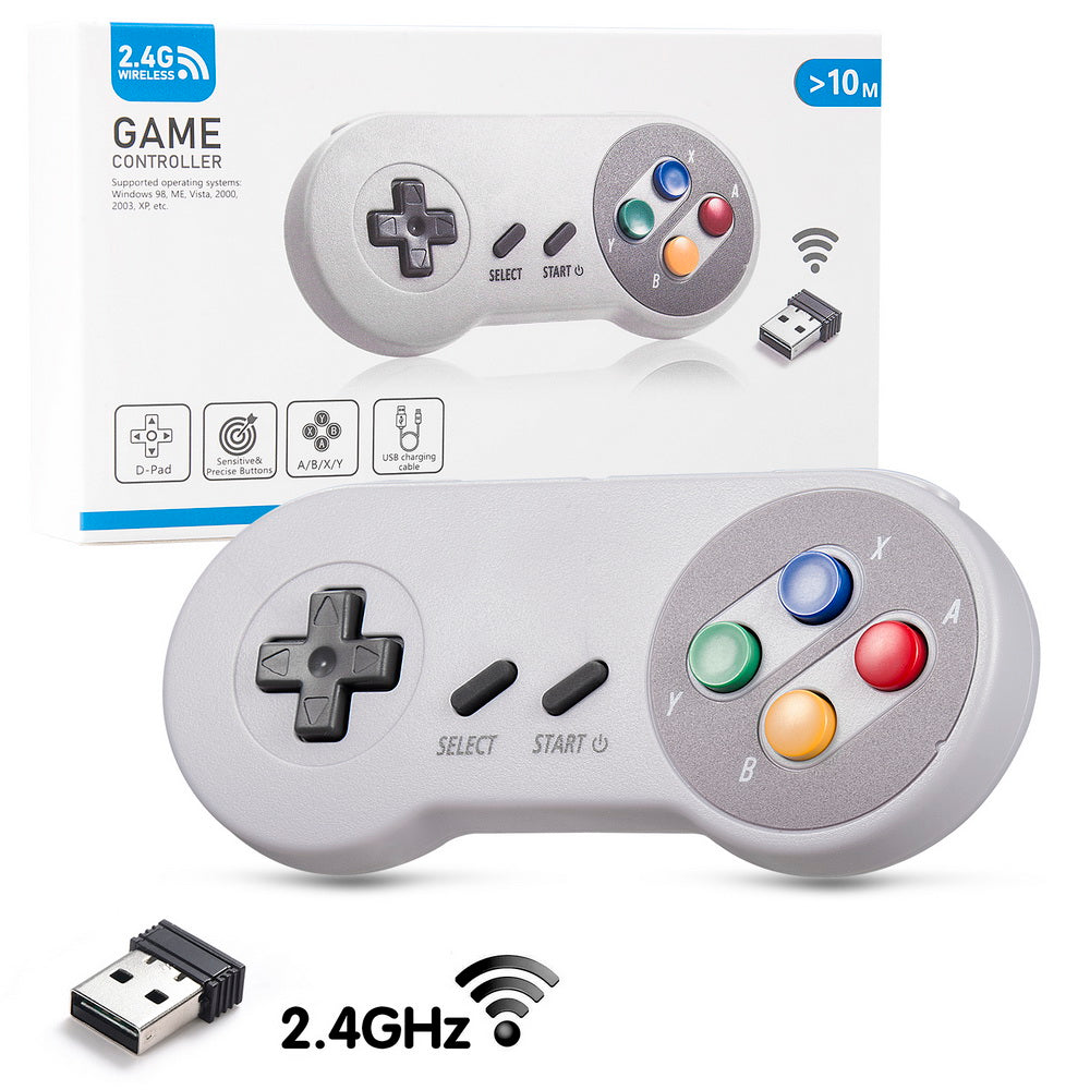 2.4Ghz USB Gamepad Classic Game Controller Joypad for Windows Laptop PC Mac Raspberry Pi System Color Buttons