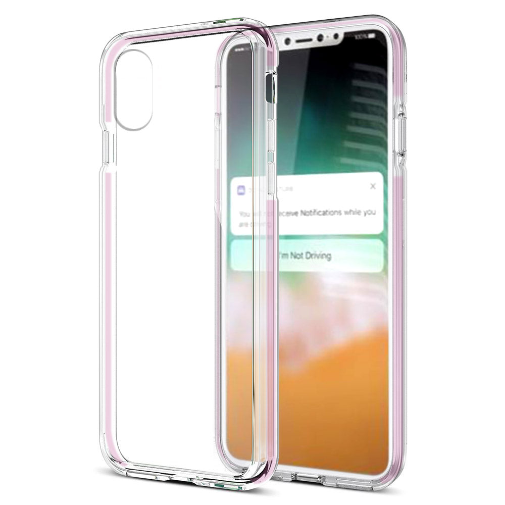Apple iPhone XS, iPhone X Case Slim Invisible Bumper Ultra Thin Agua Clear + Pink Inner Frame
