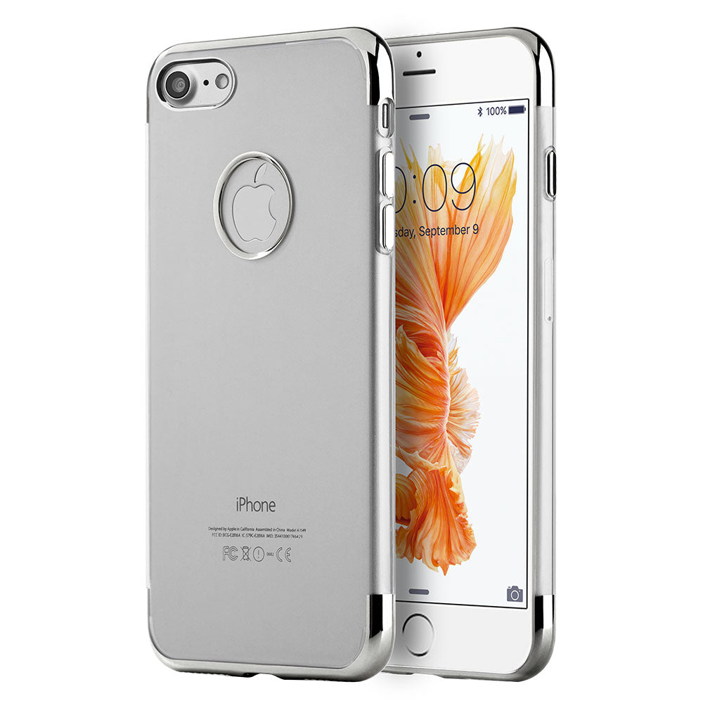 Apple iPhone SE 3 (2022) Case Slim Transparent TPU with Electroplated Upper & Lower Frame - Silver