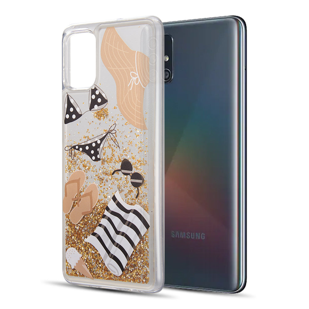 Samsung Galaxy A51 Case Slim Liquid Sparkle Flowing Glitter TPU - Golden Summer