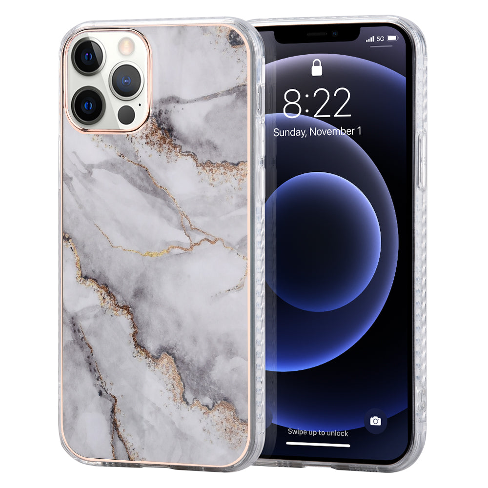 Apple iPhone 12, iPhone 12 Pro Case Slim Marble Protective TPU - Grey Marble Sky