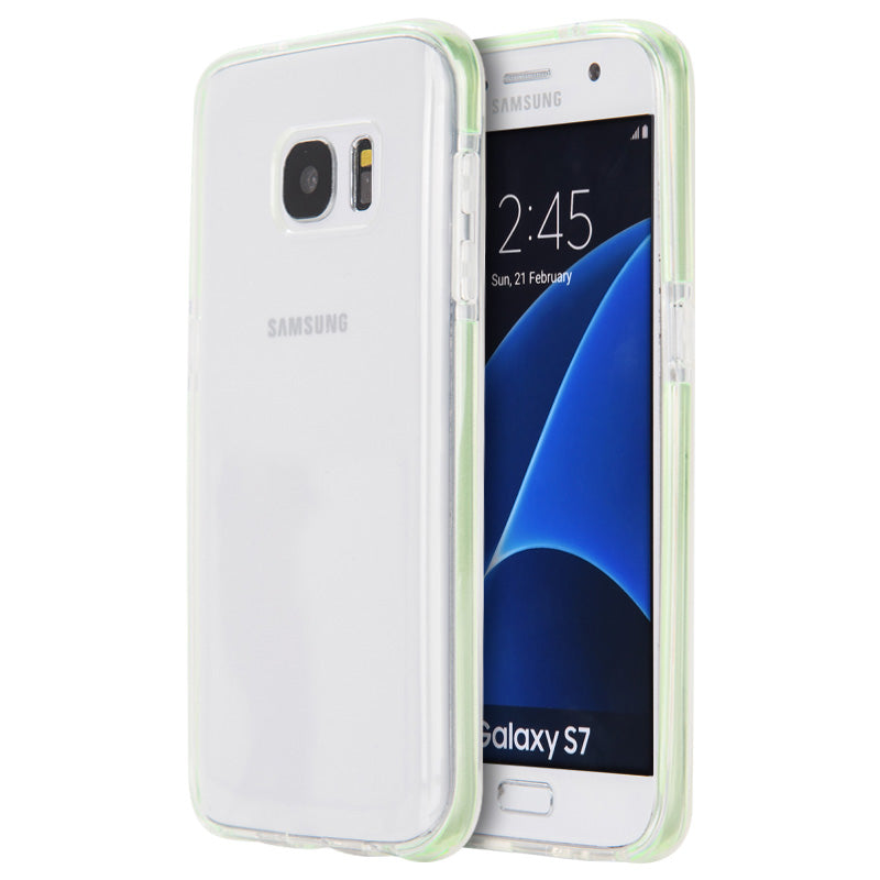 Samsung Galaxy S7 Case Slim Invisible Bumper Ultra Thin Agua Clear + Green Inner Frame