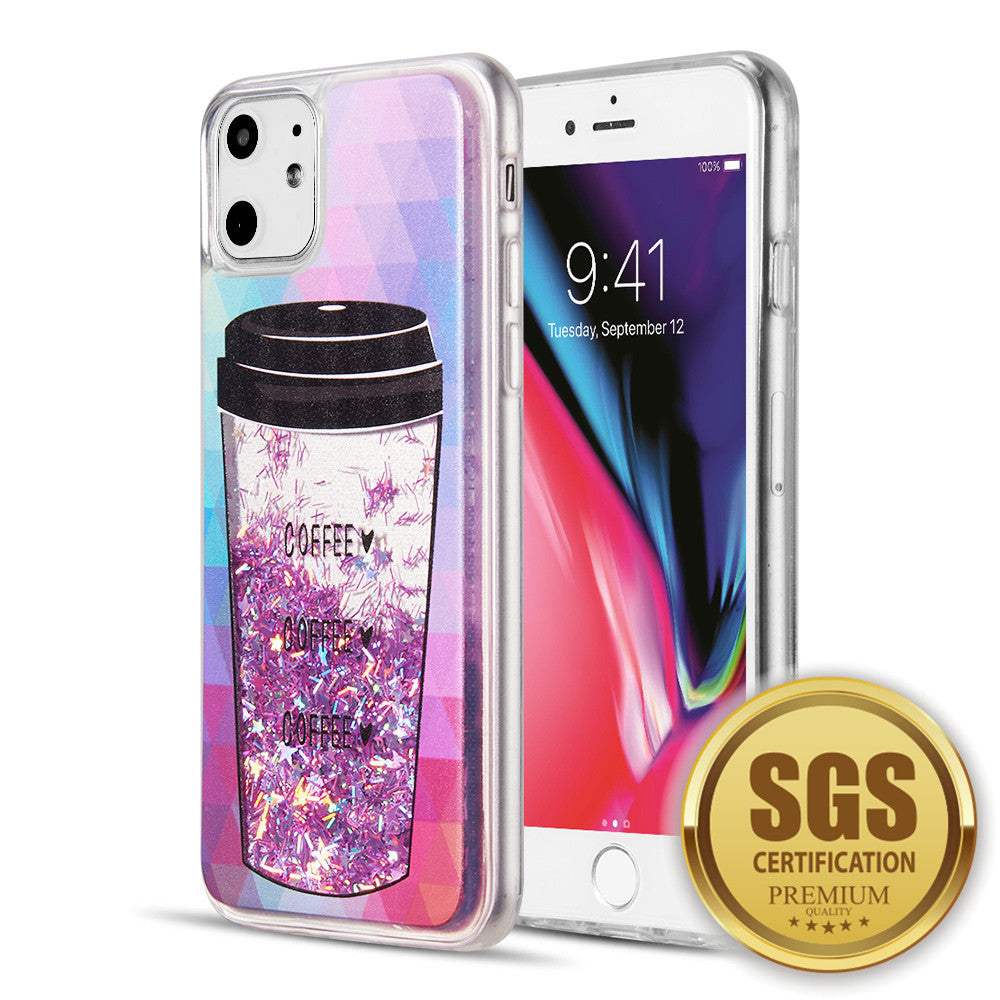 Apple iPhone 12 Mini Case Slim Liquid Sparkle Flowing Glitter TPU - Coffee