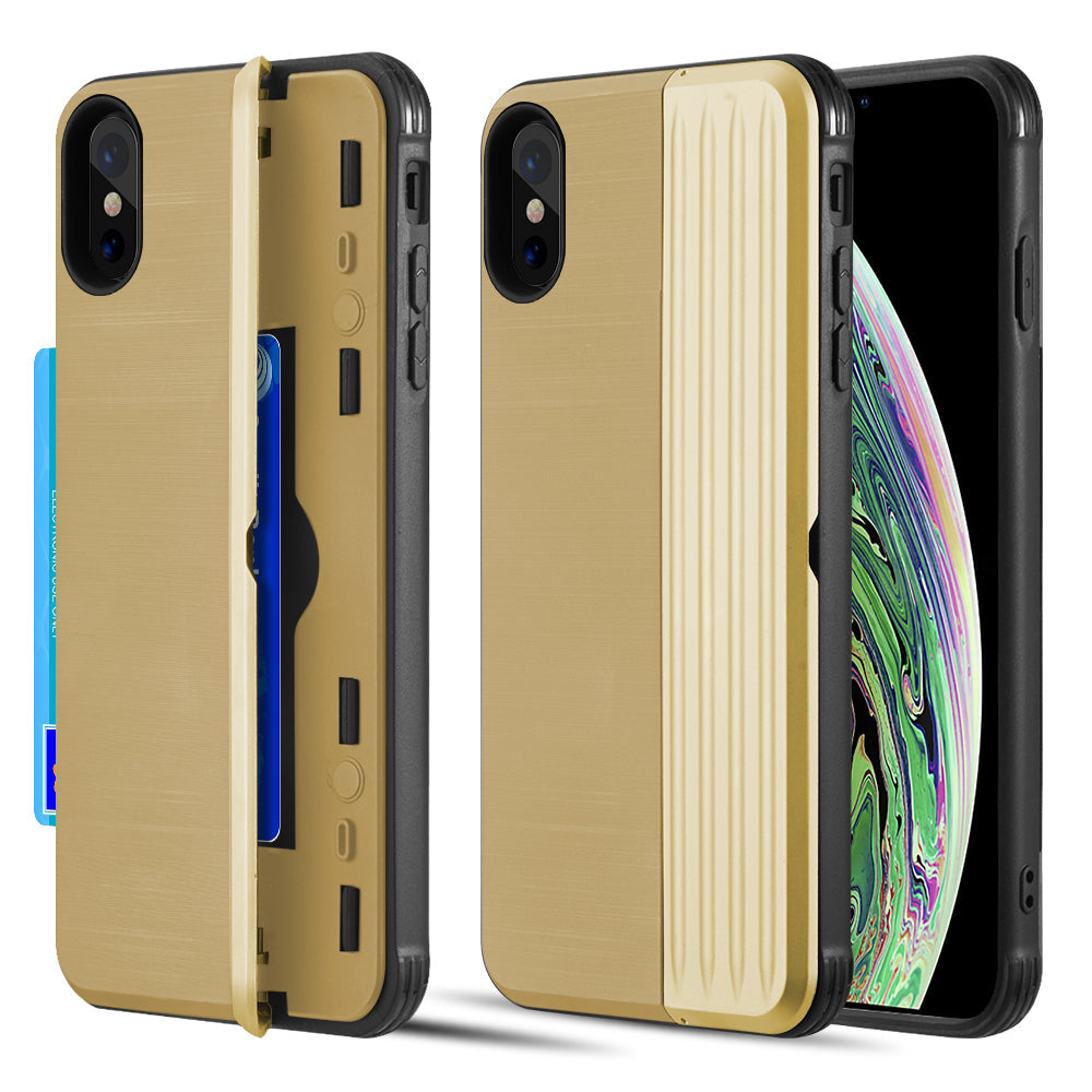 Apple iPhone XS Max Case Slim with Card Slot & Magnetic Closure - Gold