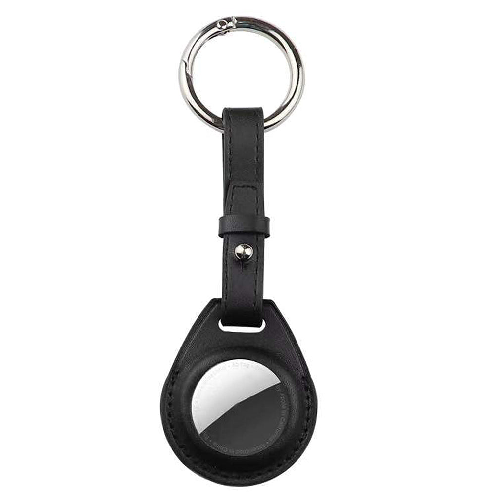 Apple Airtag Case Slim PU Leather Key Ring Protector - Black