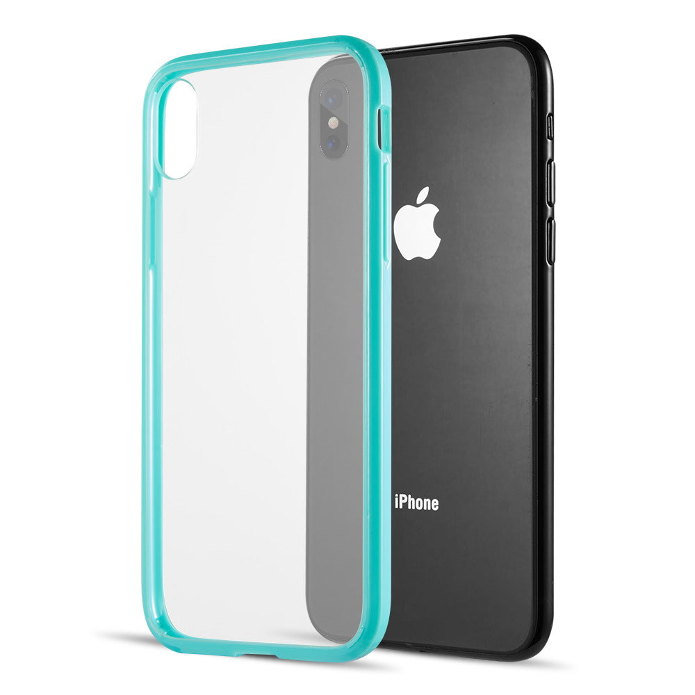Apple iPhone XS Max Case Slim TPU with Clear Acrylic Back Plate - Teal