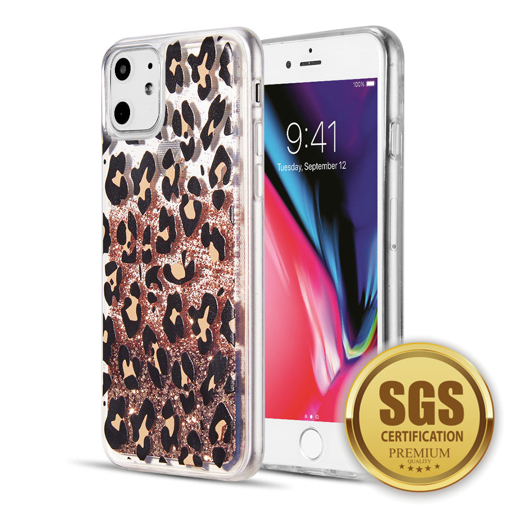 Apple iPhone 12 Mini Case Slim Liquid Sparkle Flowing Glitter TPU - Leopard