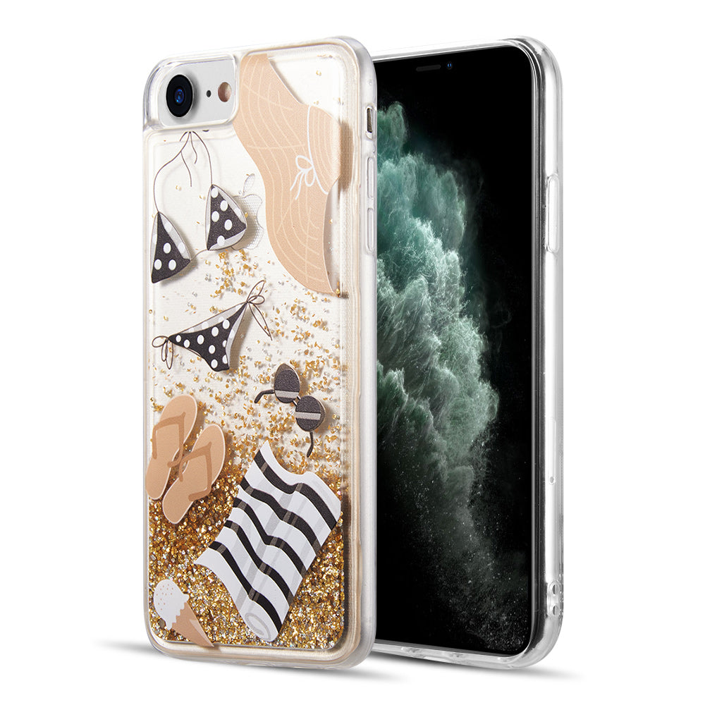 Apple iPhone SE (2020) Case Slim Liquid Sparkle Flowing Glitter TPU - Golden Summer