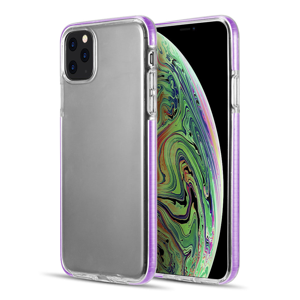 Apple iPhone 11 Pro Max Case Slim Invisible Bumper Ultra Thin with White Inner Flex Protective Frame - Purple