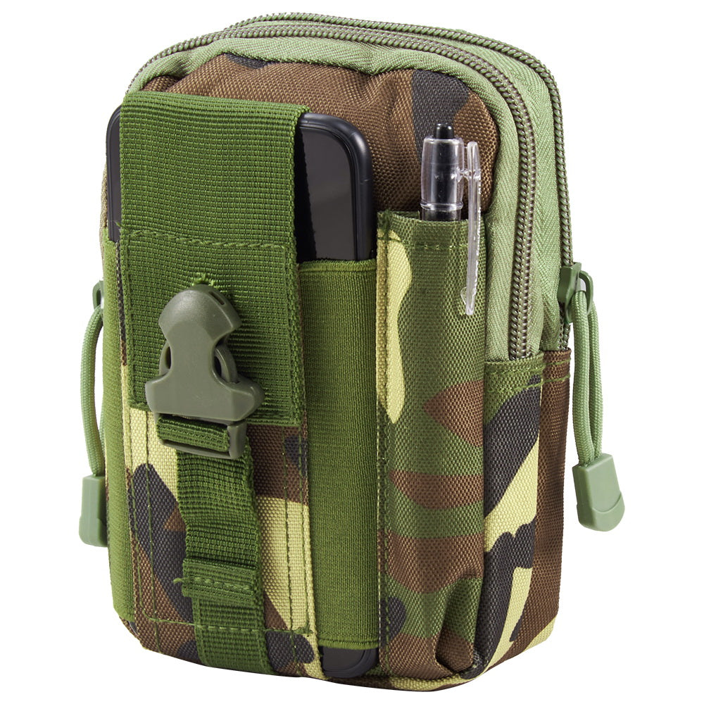 Universal Tactical Outdoor Camping Waist Bag with Mobile Phone Pouch High Quality Waterproof Nylon Fabric Wearproof and Tear Resistant - Army Camo 1