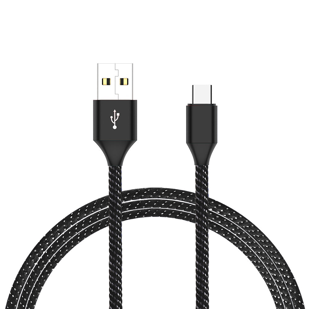 Universal Usb-C Nylon Braided 6 ft Fast Charging Data Cable - Black